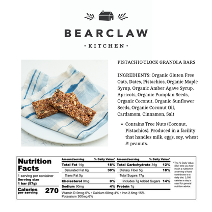 Pistachio'Clock Granola Bar
